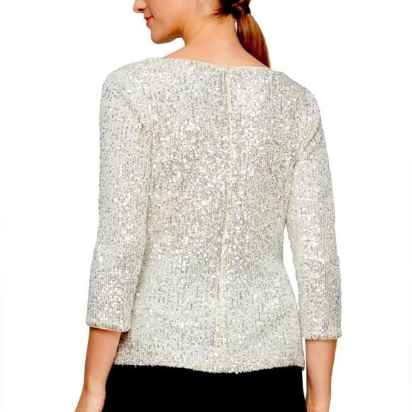 Alex Evenings Womens Sequined
Cowlneck Blouse, size M - Picture 2 of 8